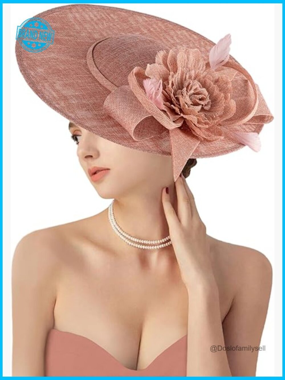 Linen Feather Fascinator Hat for Women Derby Church Wedding Tea Party Vintage